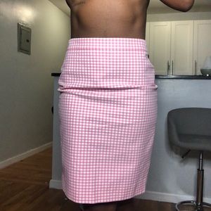 Pink gingham JCrew pencil Skirt!